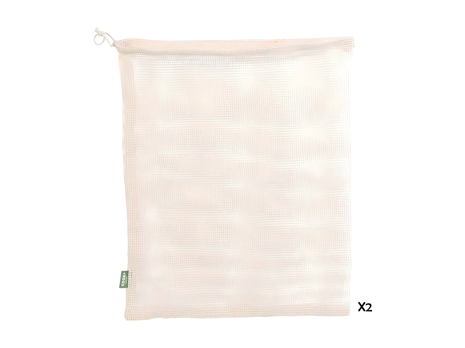 Lot de 2 Sacs Coton "Fruits Légumes" 38cm Blanc