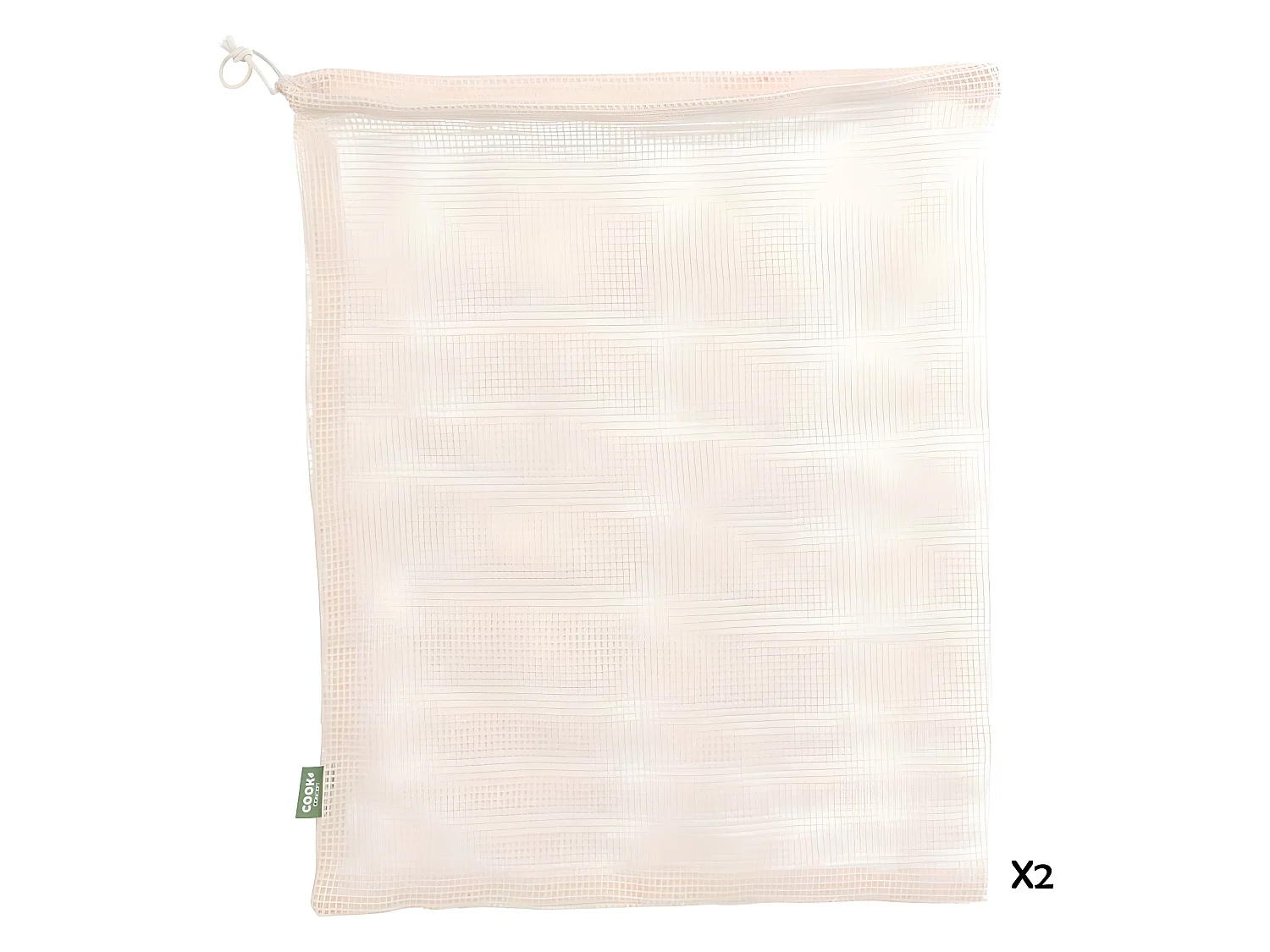 Lot de 2 Sacs Coton "Fruits Légumes" 38cm Blanc