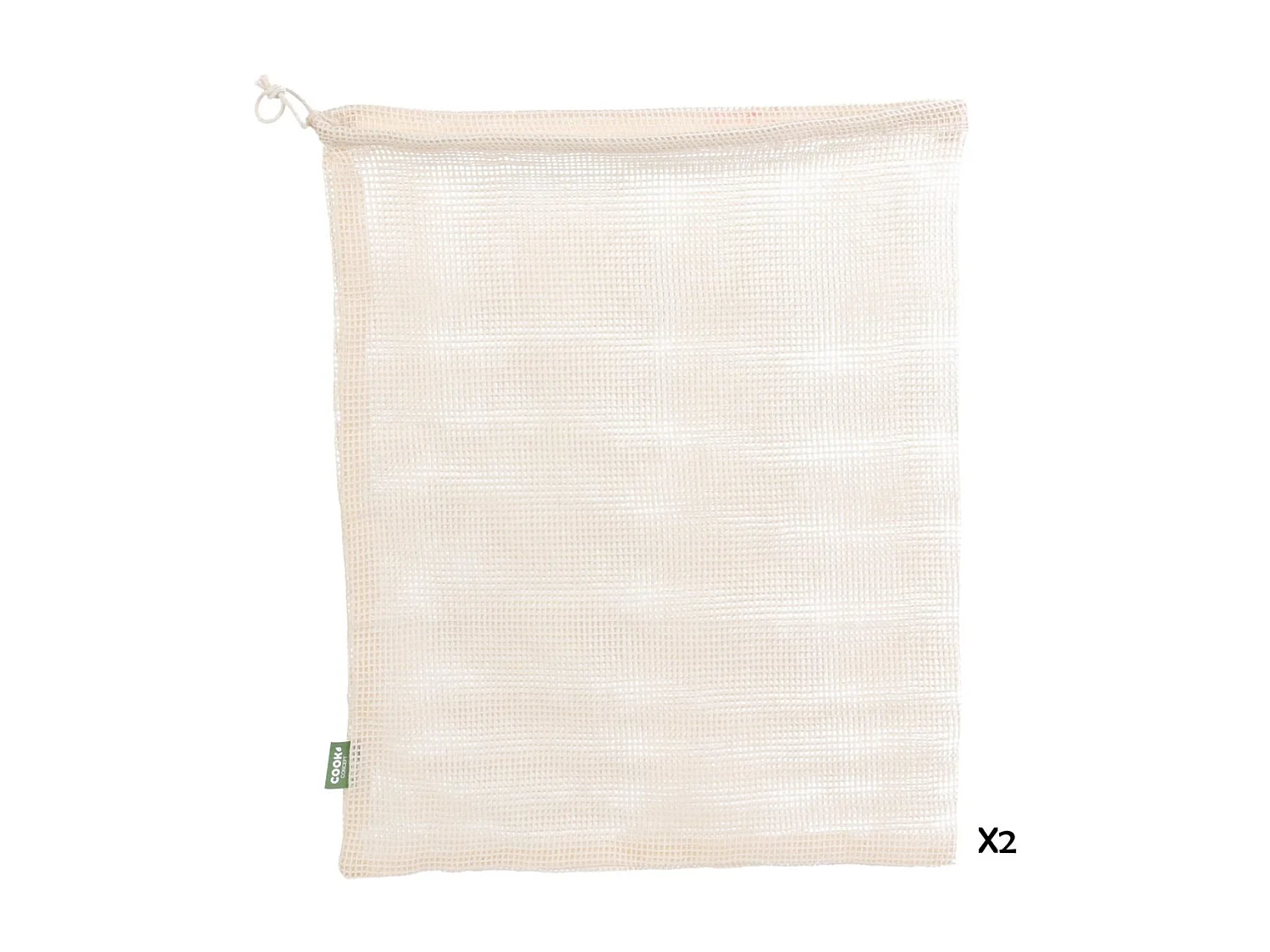 Lot de 2 Sacs Coton "Fruits Légumes" 38cm Blanc