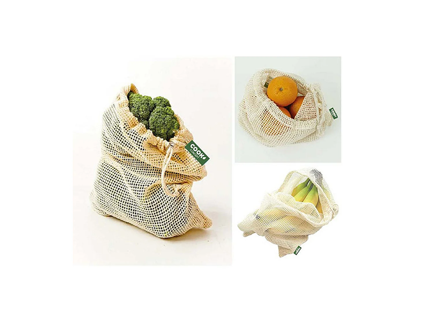 Lot de 2 Sacs à Vrac - COOK CONCEPT - Maille Coton - Beige