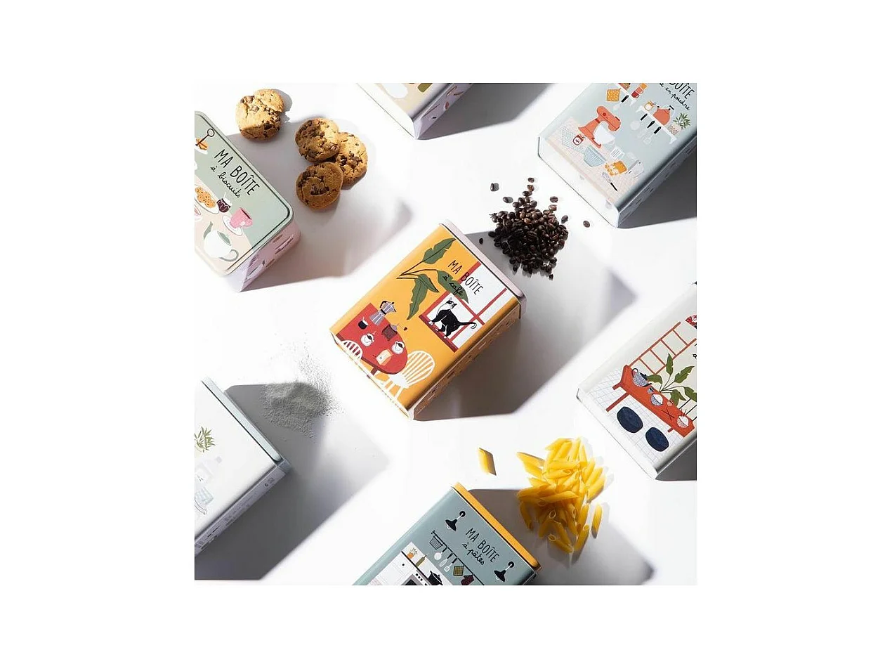 Scatola di zucchero a velo in metallo con stampe