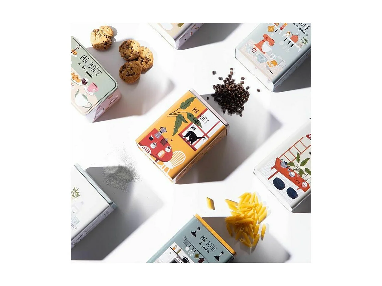 Scatola di zucchero a velo in metallo con stampe