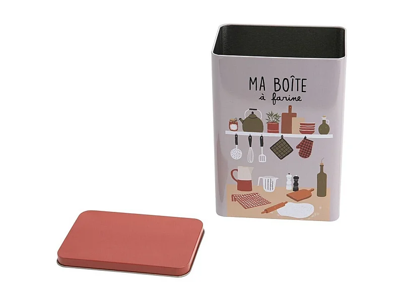 Boîte à farine en métal avec imprimés