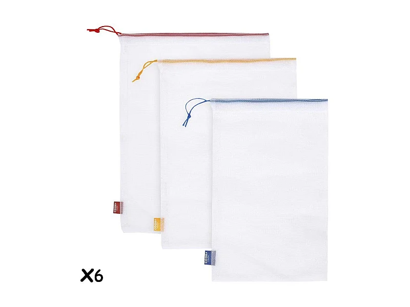 Lot de 6 Sacs Réutilisables "Utile" 41cm Multicolore