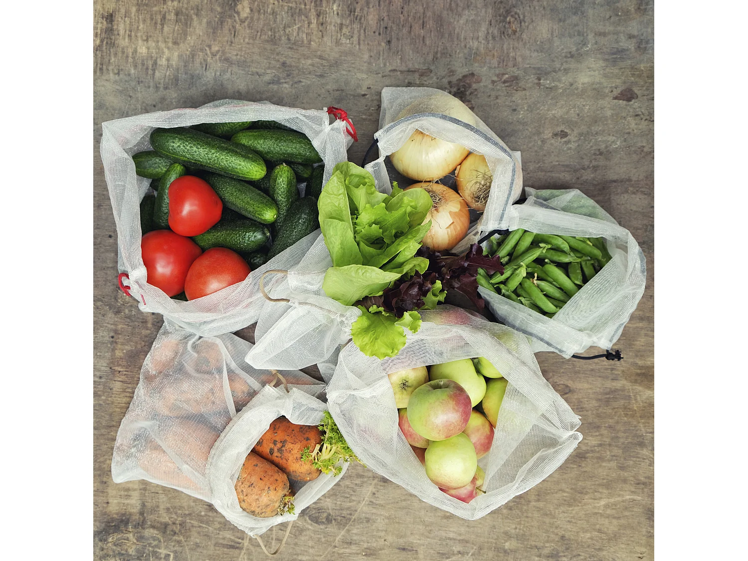 Lot de 6 Sacs à Vrac - COOK CONCEPT - Réutilisables - Lavables - Multicolore