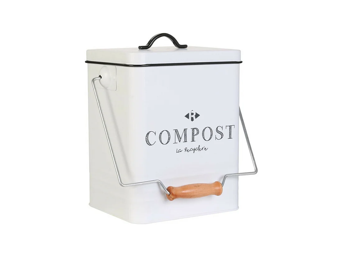 Poubelle De Compostage En Metal 5l Blanc, Noir
