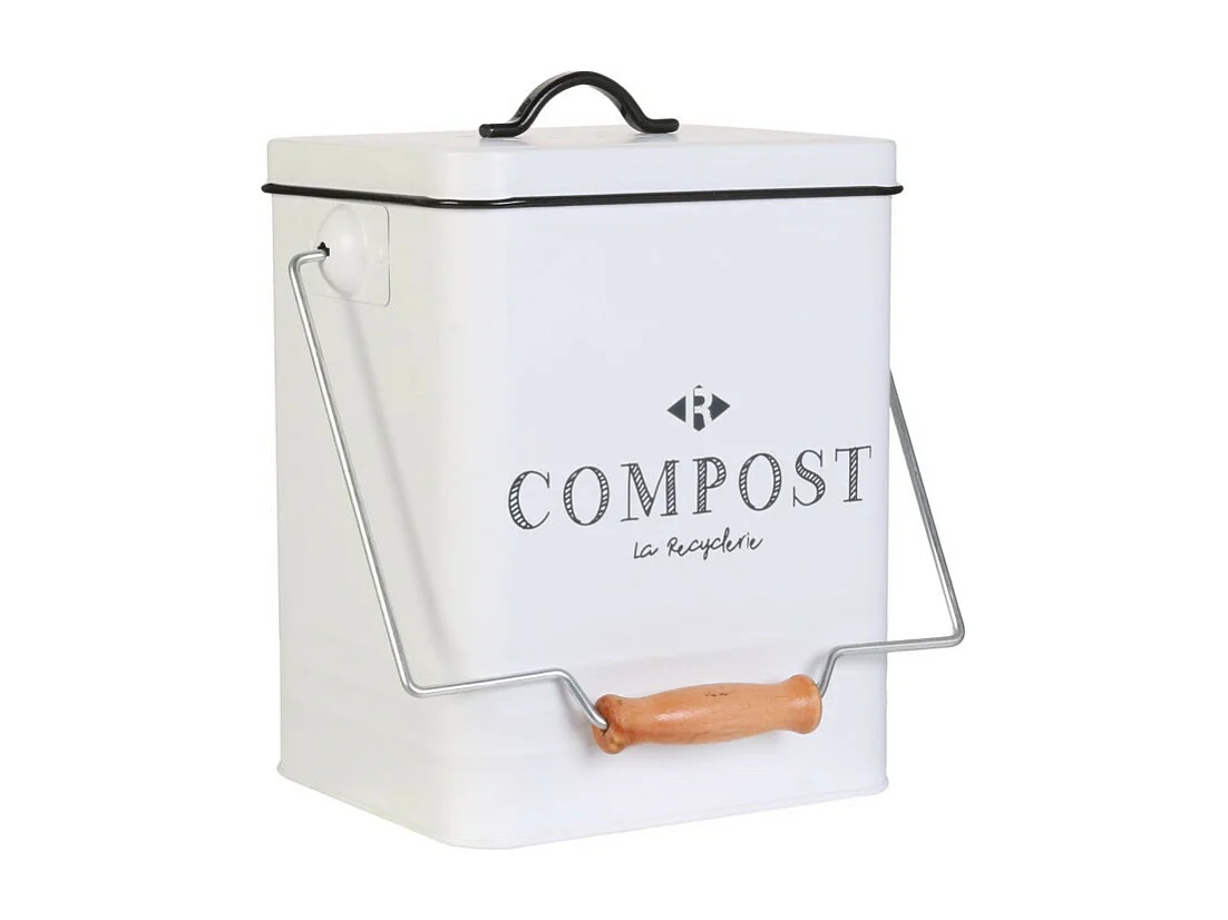 Poubelle De Compostage En Metal 5l Blanc, Noir