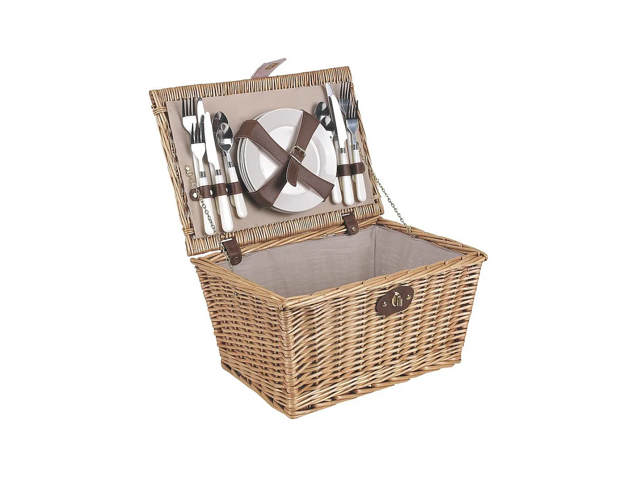 Panier de pique-nique 4 couverts en osier teinté