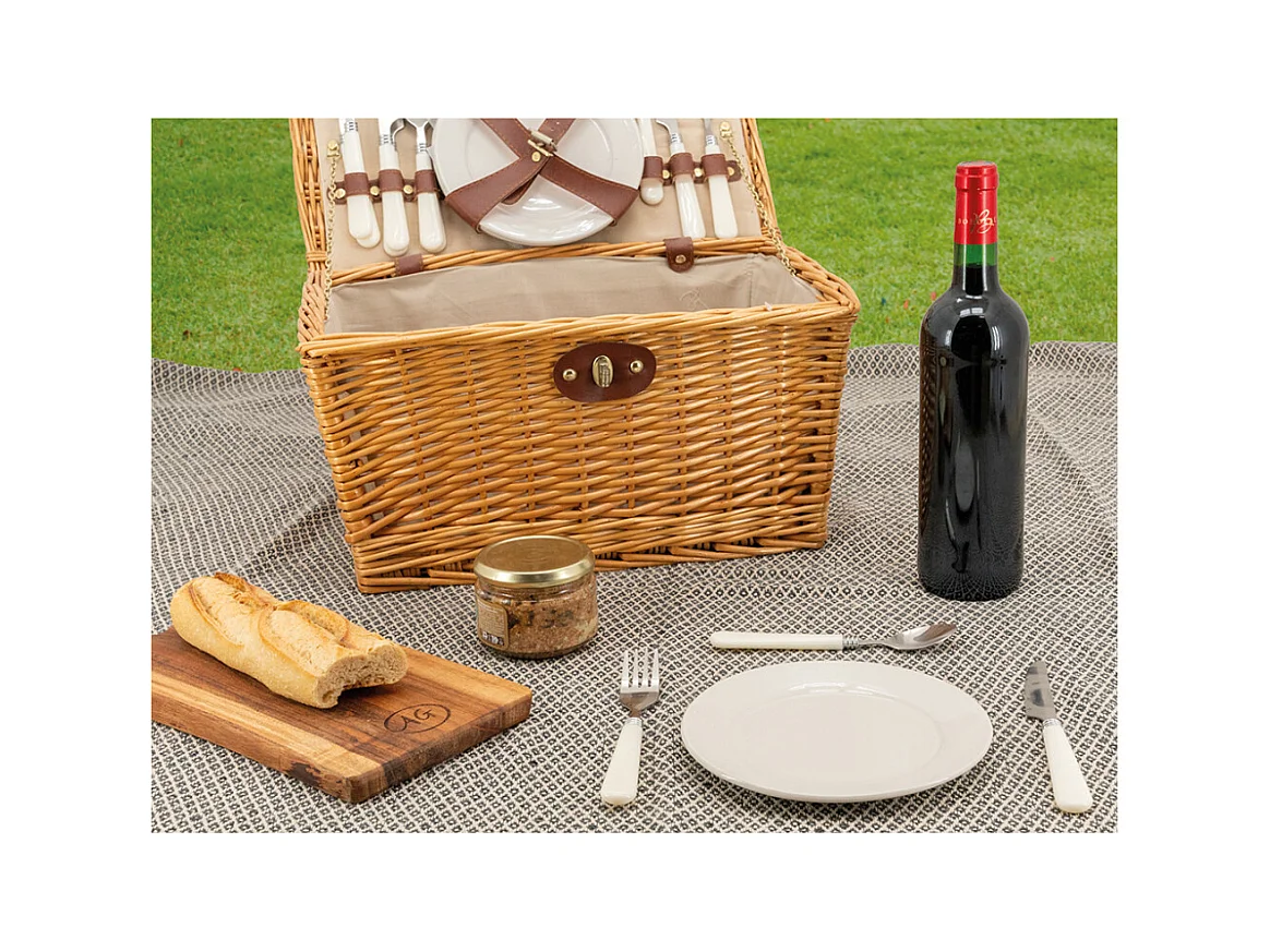 Panier de pique-nique 4 couverts en osier teinté