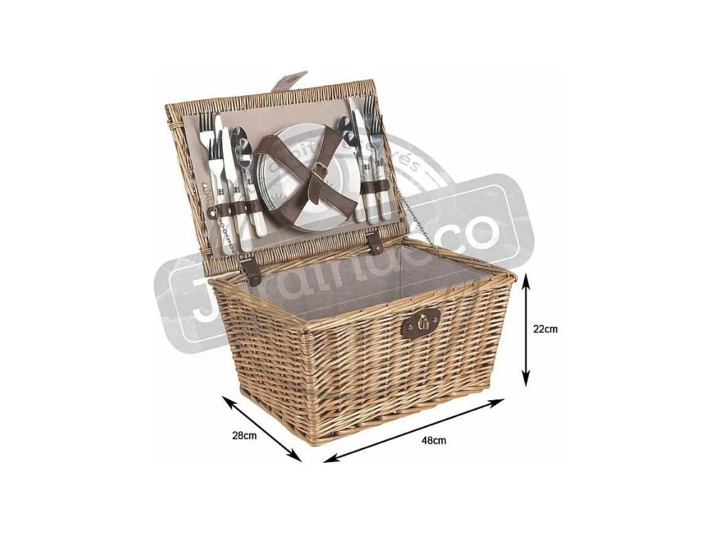 Panier de pique-nique 4 couverts en osier teinté
