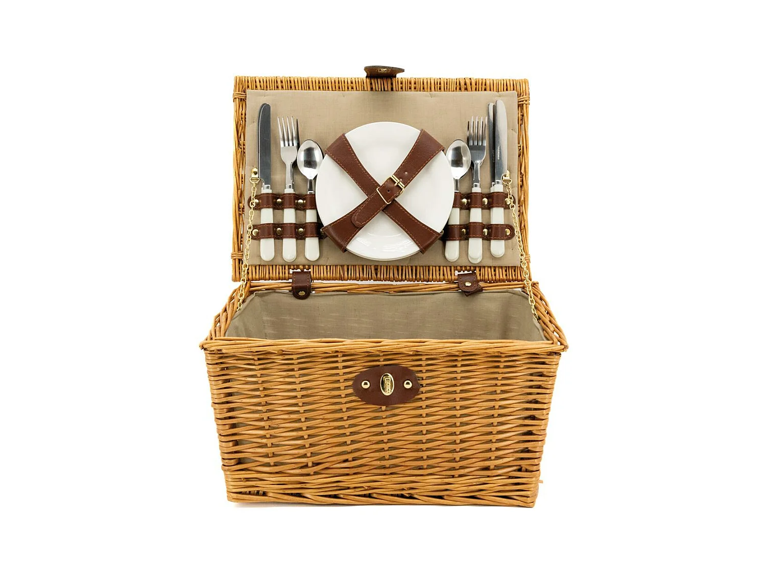 Panier de pique-nique 4 couverts en osier teinté