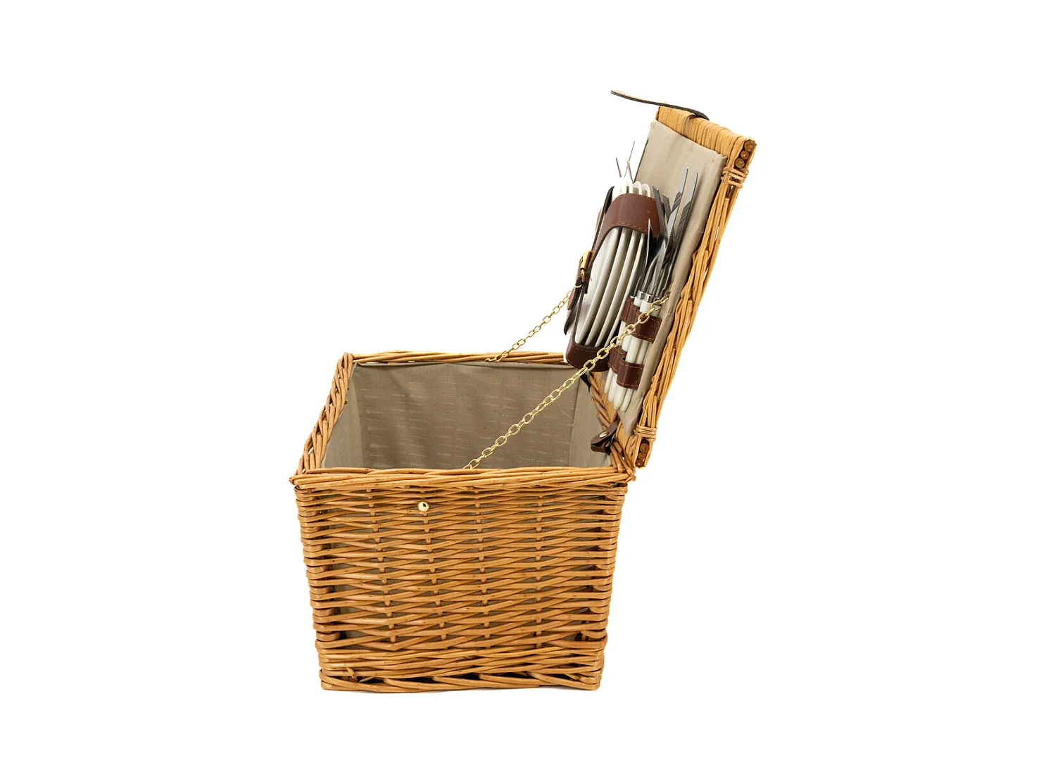 Panier de pique-nique 4 couverts en osier teinté