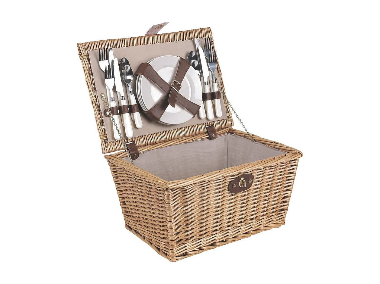 Panier de pique-nique 4 couverts en osier teinté