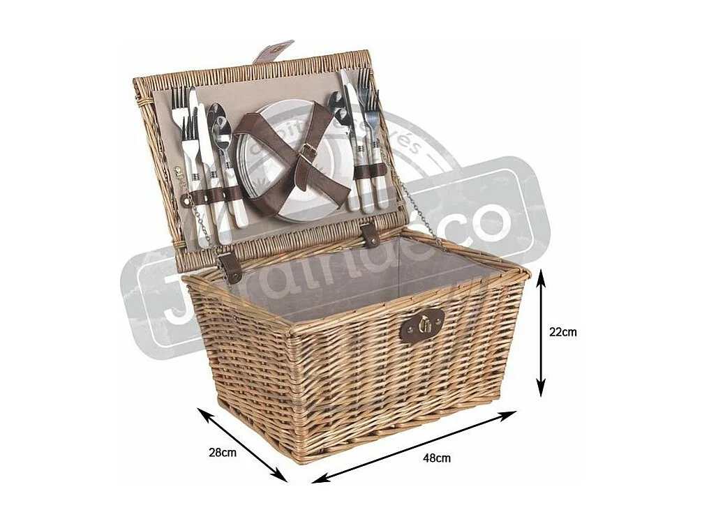 Panier de pique-nique 4 couverts en osier teinté