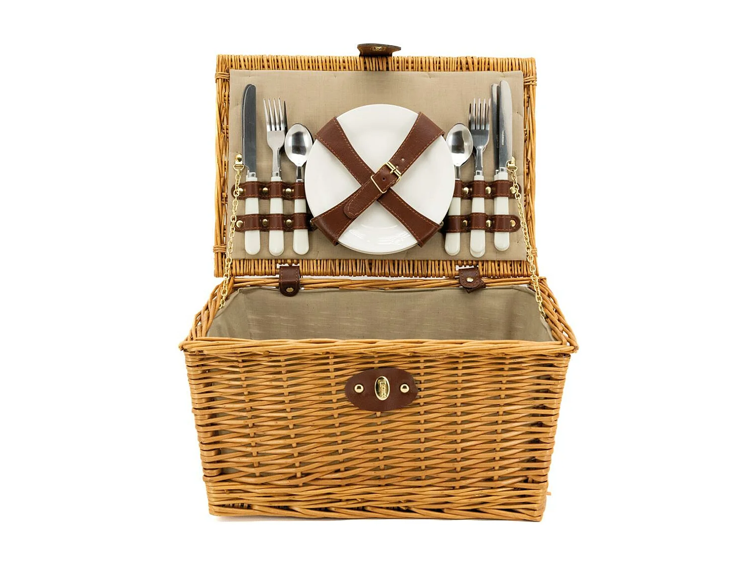 Panier de pique-nique 4 couverts en osier teinté