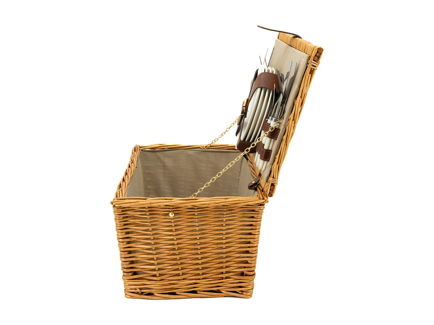 Panier de pique-nique 4 couverts en osier teinté