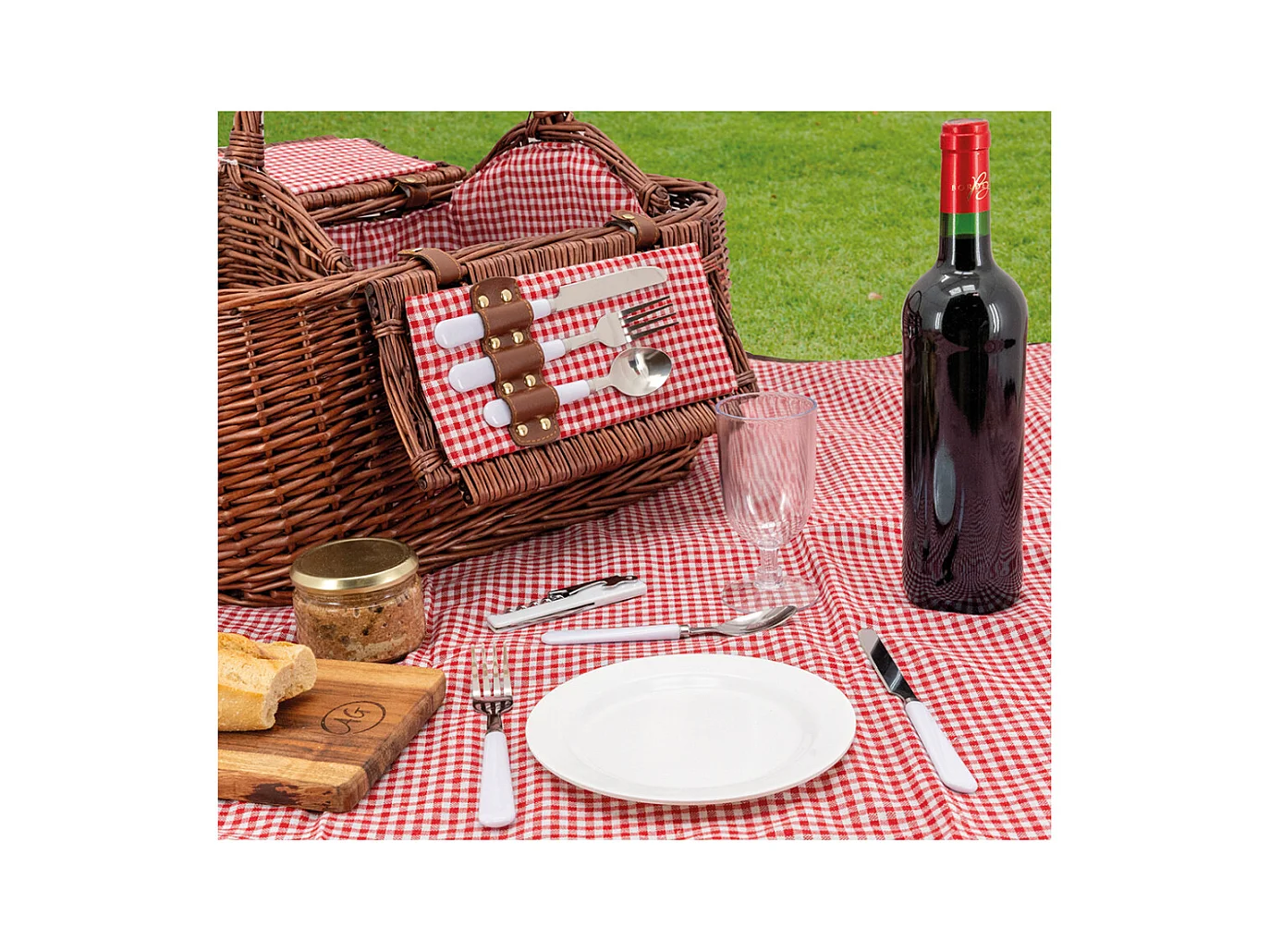 Panier pique-nique en osier naturel Vichy