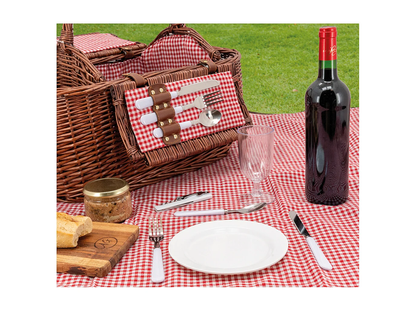 Panier pique-nique en osier naturel Vichy