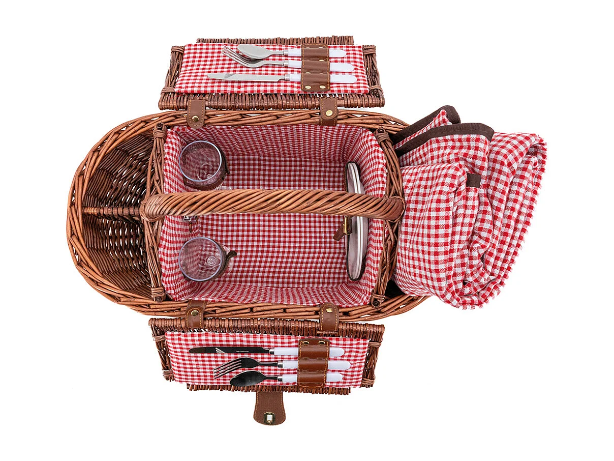 Panier pique-nique en osier naturel Vichy