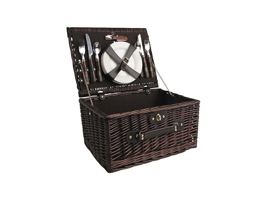 Panier à pique-nique 4 couverts en osier teinté