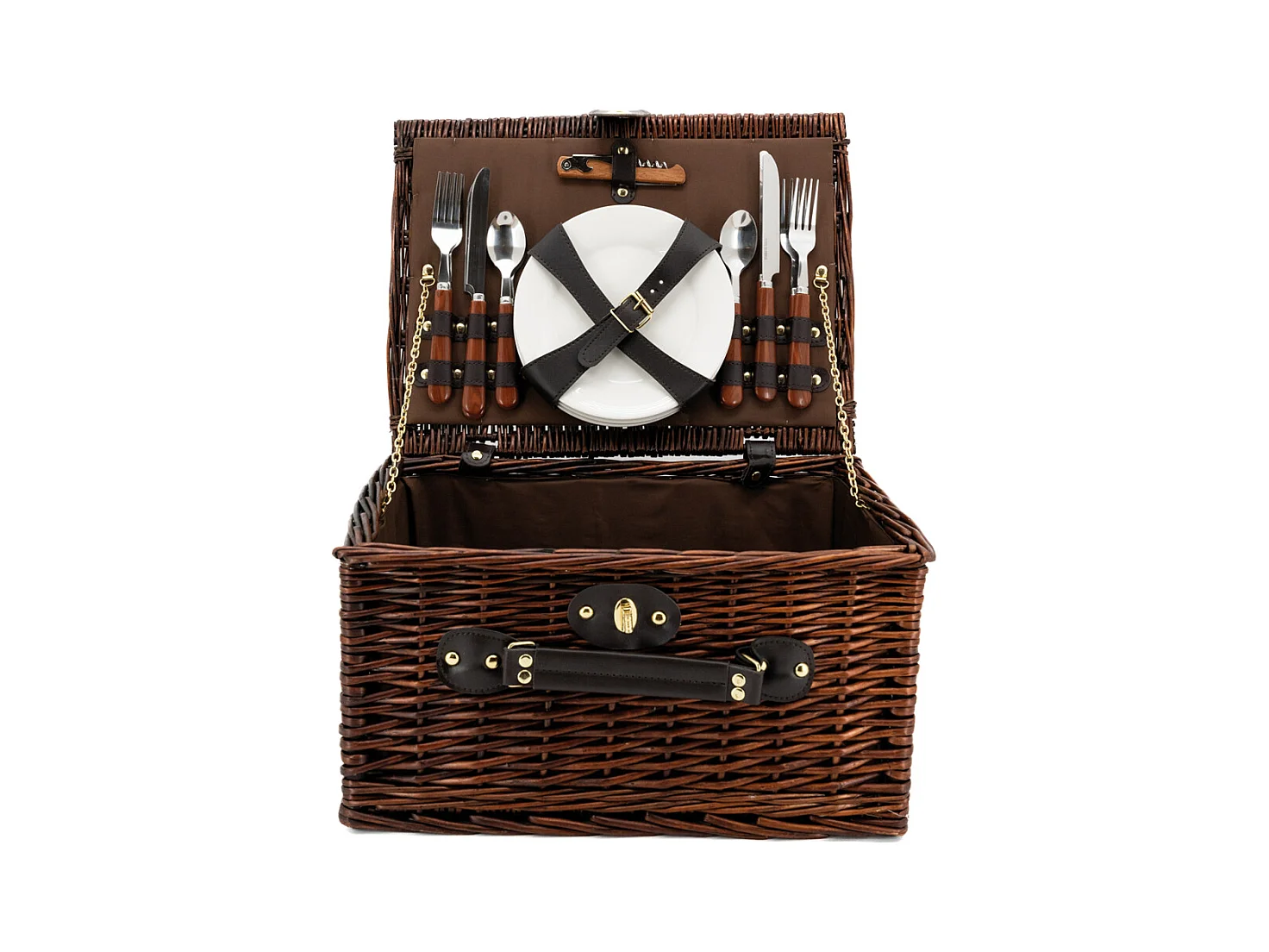 Panier à pique-nique 4 couverts en osier teinté