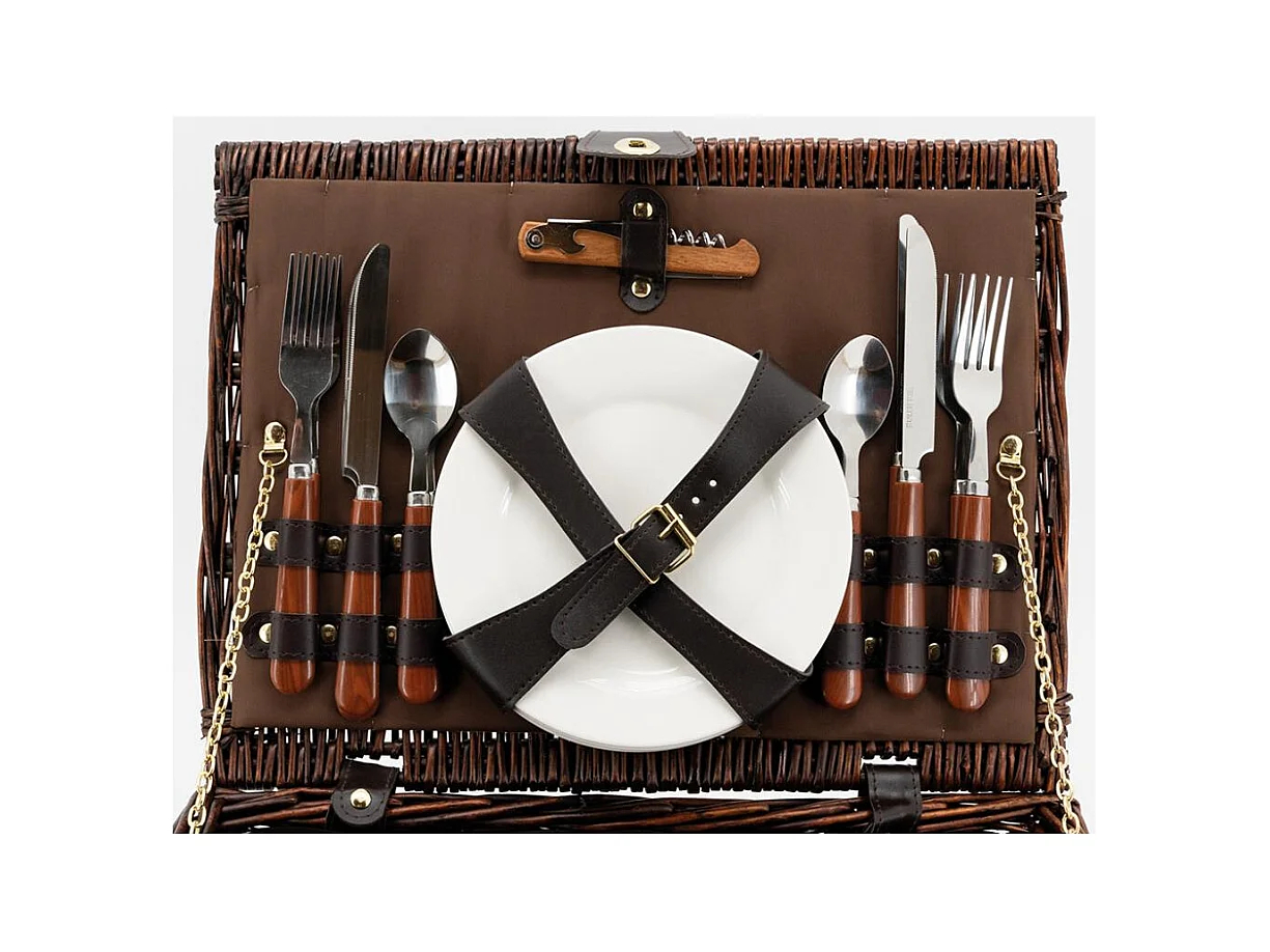 Panier à pique-nique 4 couverts en osier teinté