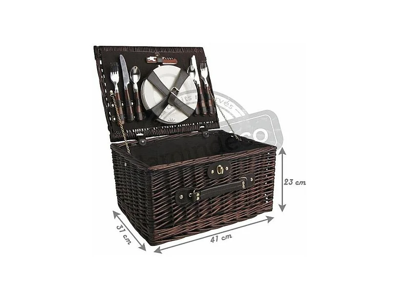 Panier à pique-nique 4 couverts en osier teinté