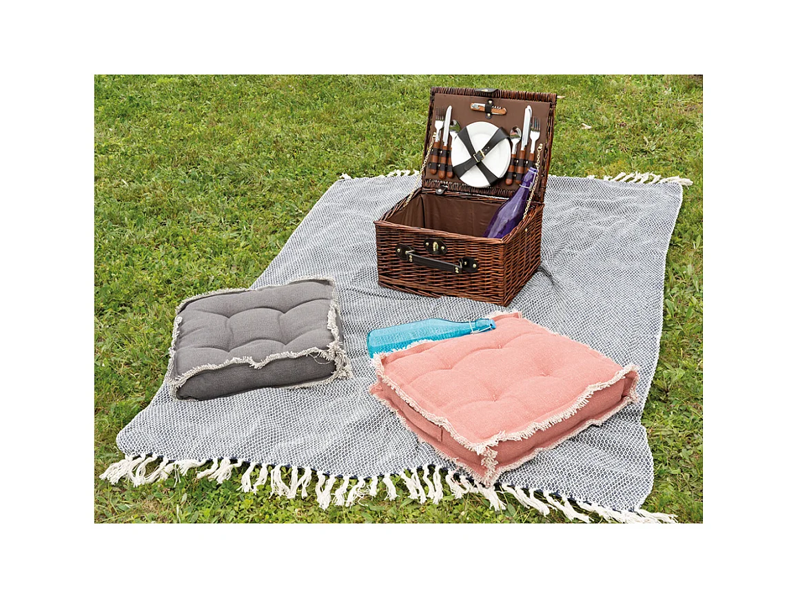 Panier à pique-nique 4 couverts en osier teinté