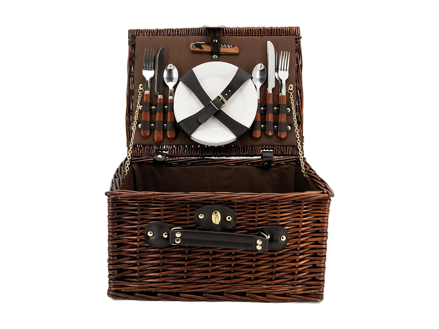 Panier à pique-nique 4 couverts en osier teinté