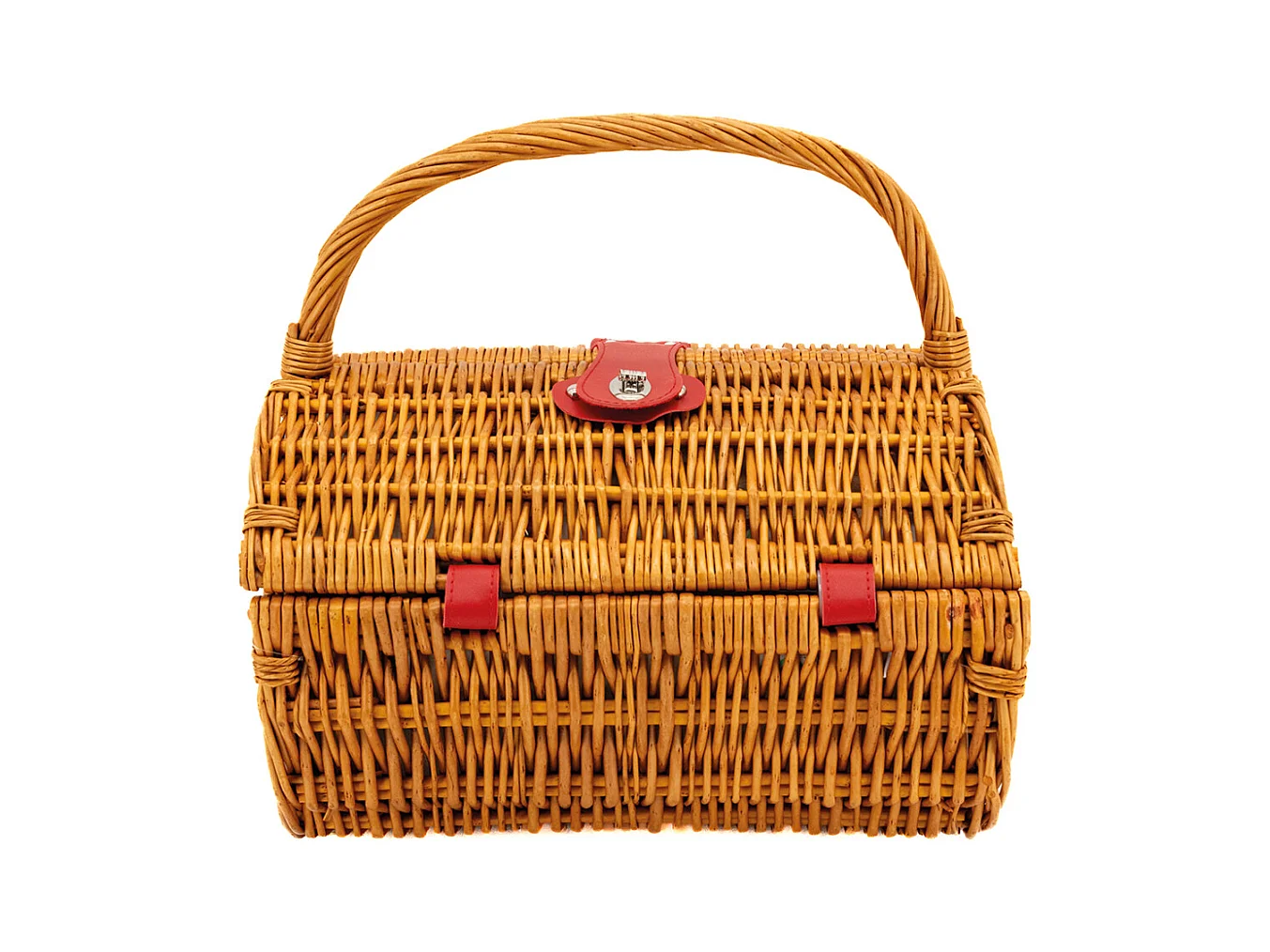 Panier pique-nique rond en osier clair 2 couvert Cerise