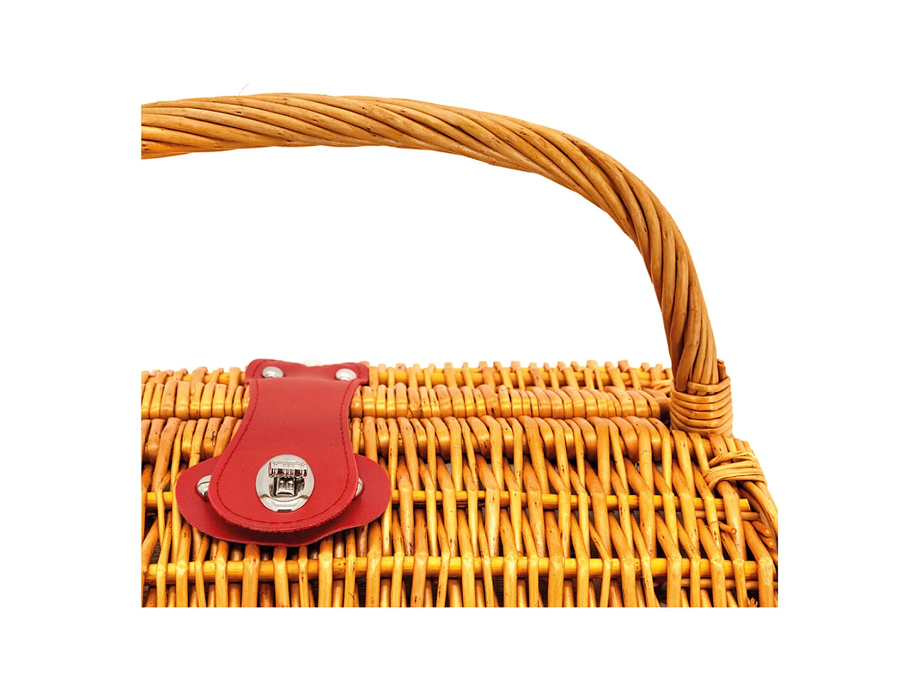 Panier pique-nique rond en osier clair 2 couvert Cerise