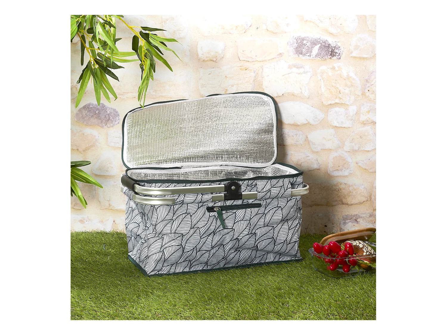 Panier Pique Nique Fraicheur Zeste 25l Gris, Jaune, Blanc