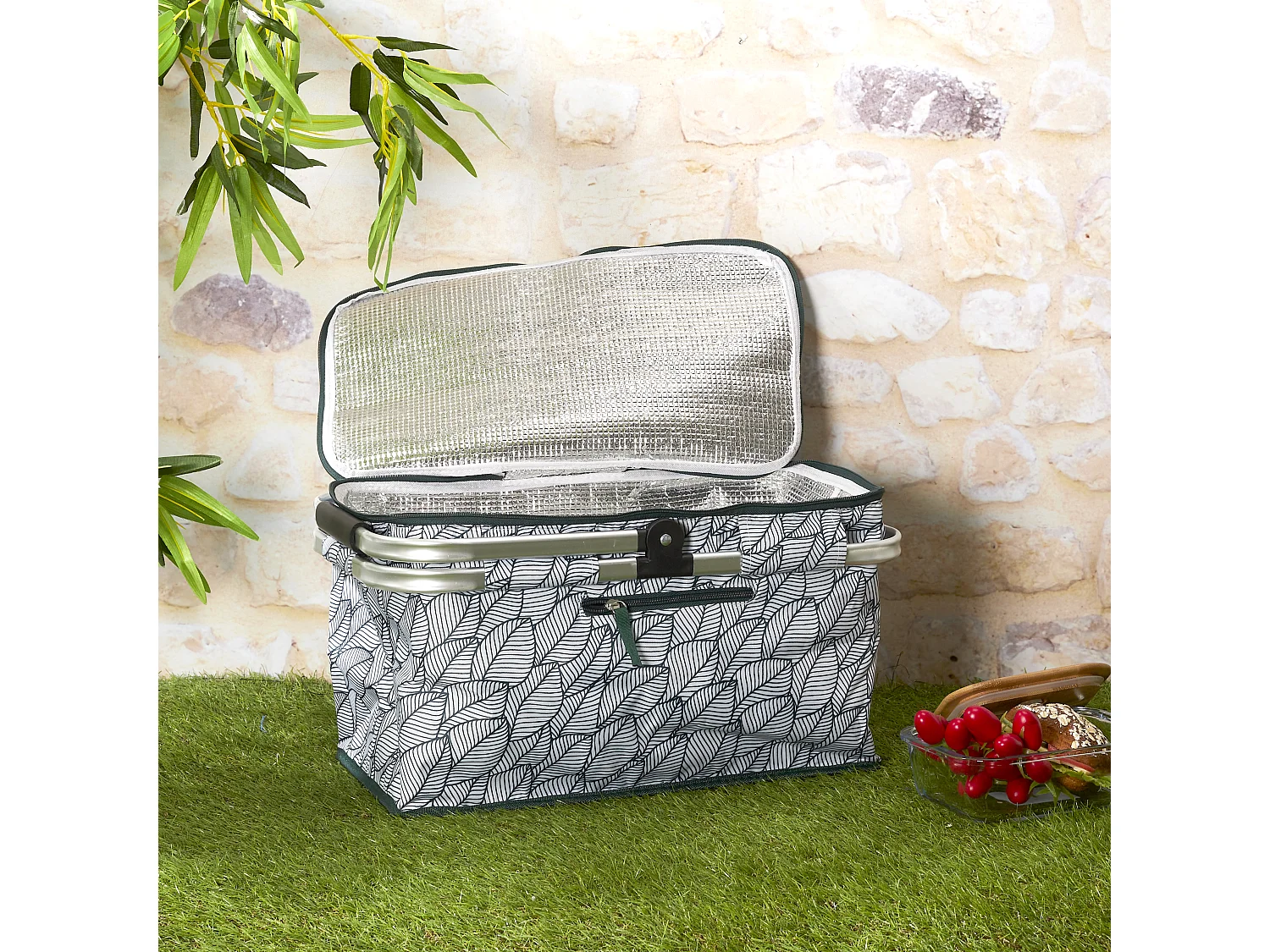 Panier Pique Nique Fraicheur Zeste 25l Gris, Jaune, Blanc