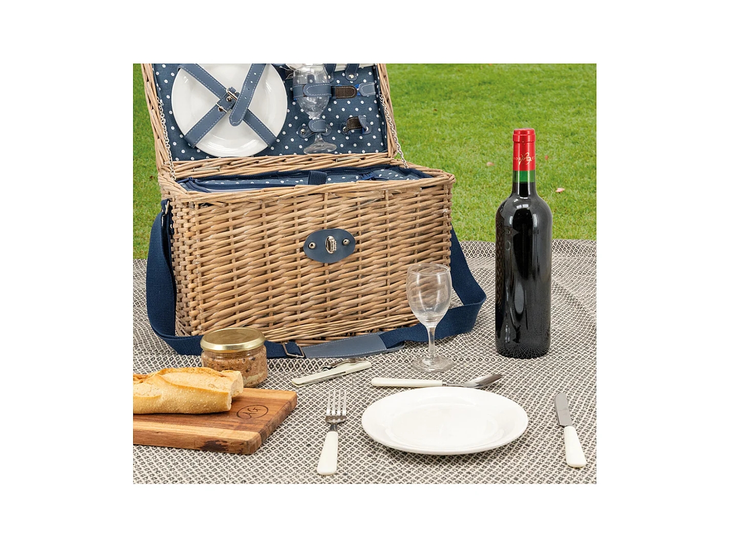 Panier pique-nique en osier gris