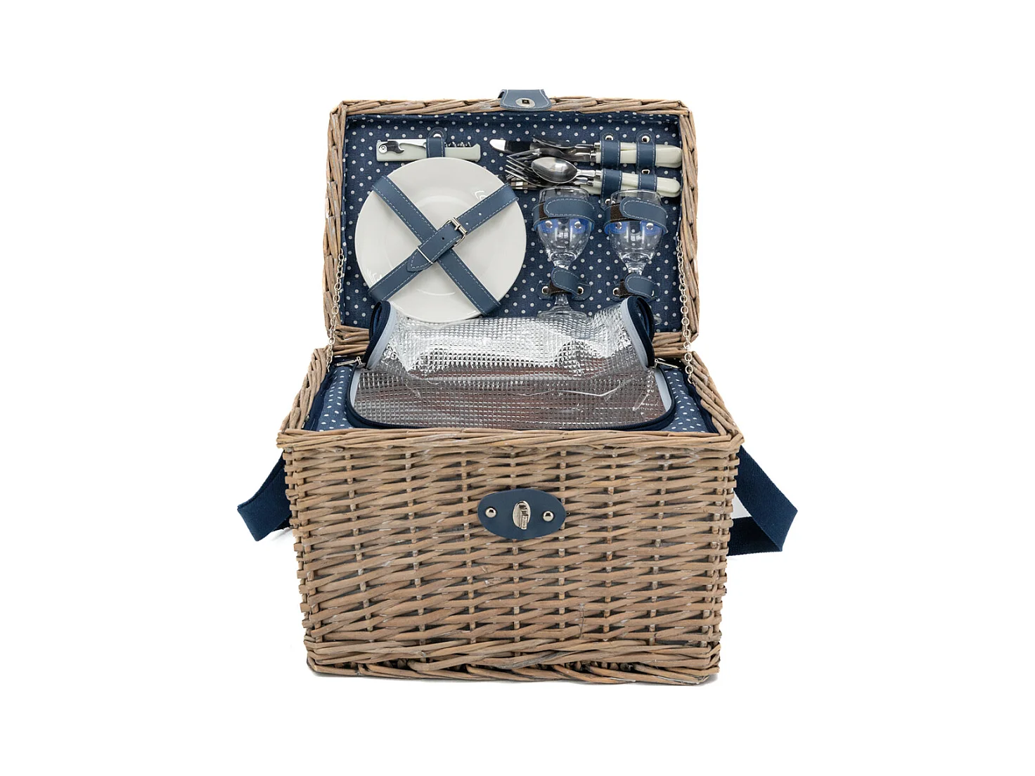 Panier pique-nique en osier gris