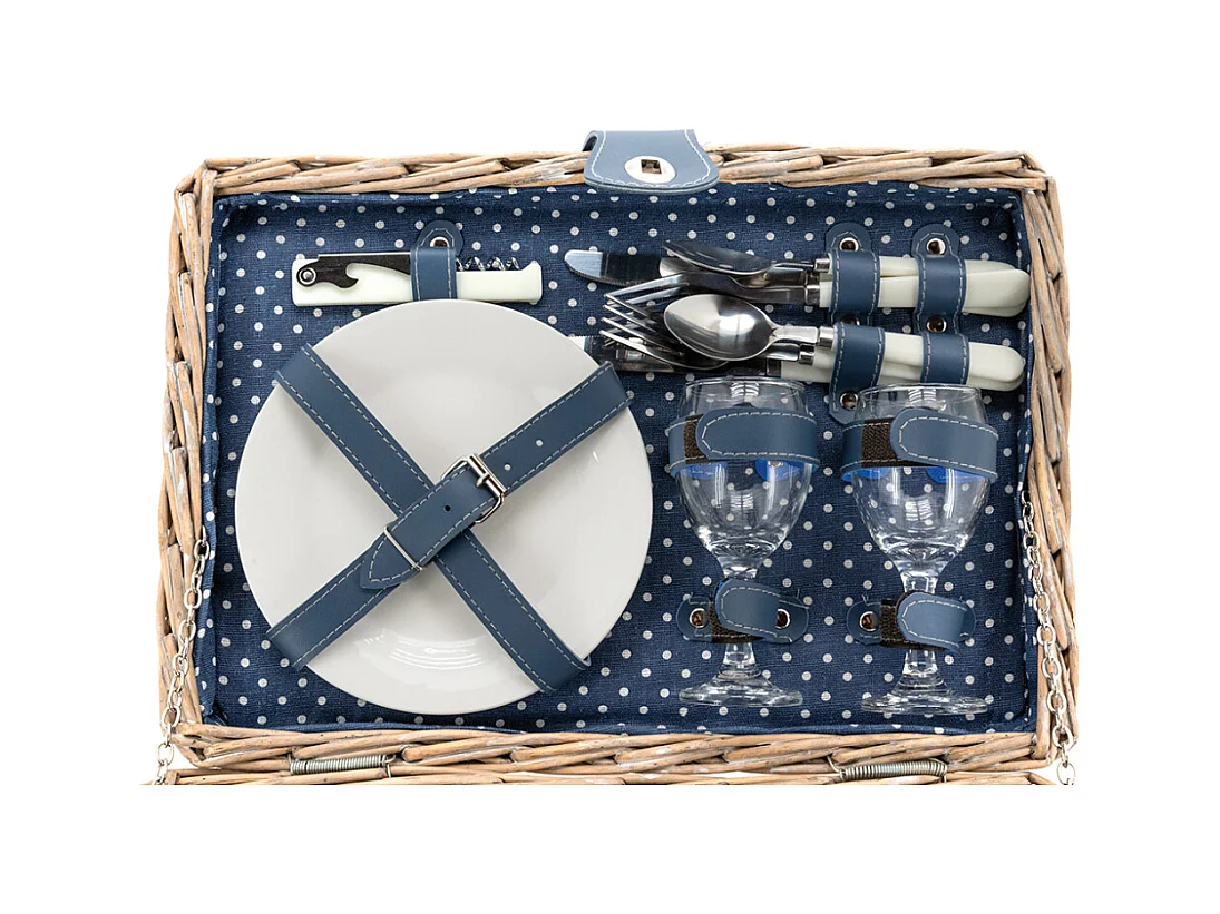 Panier pique-nique en osier gris