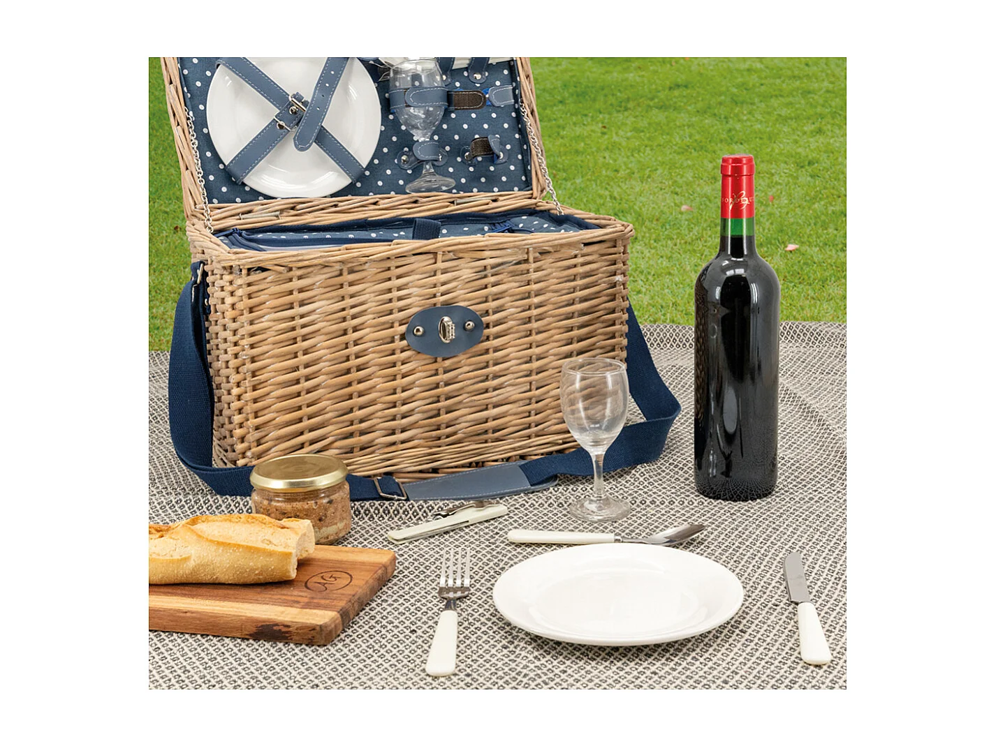 Panier pique-nique en osier gris