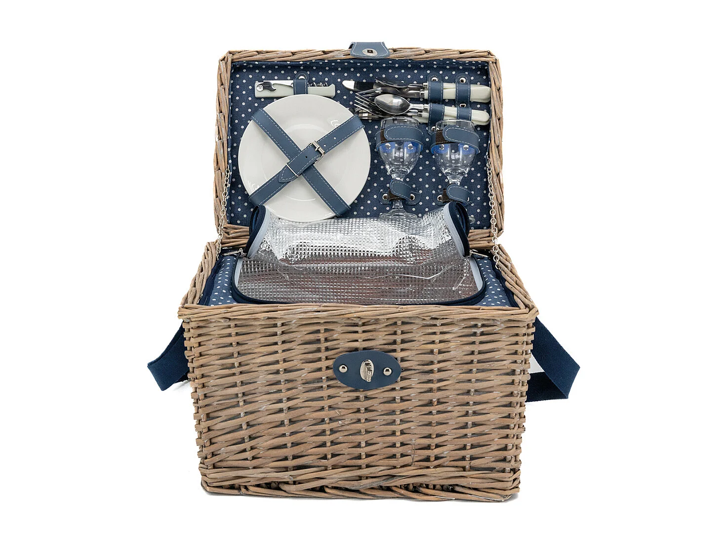 Panier pique-nique en osier gris