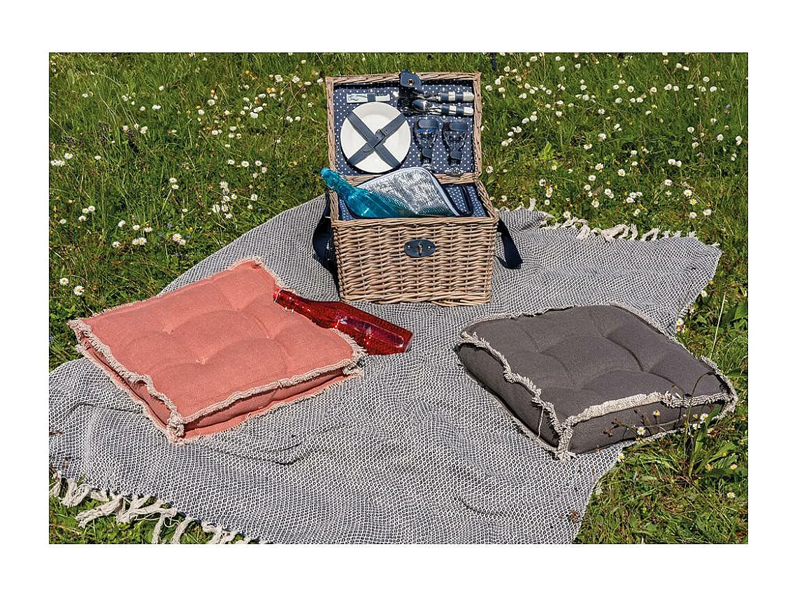 Panier pique-nique en osier gris