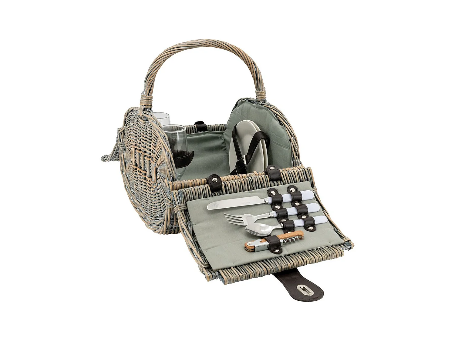 Panier pique-nique 2 personnes osier gris