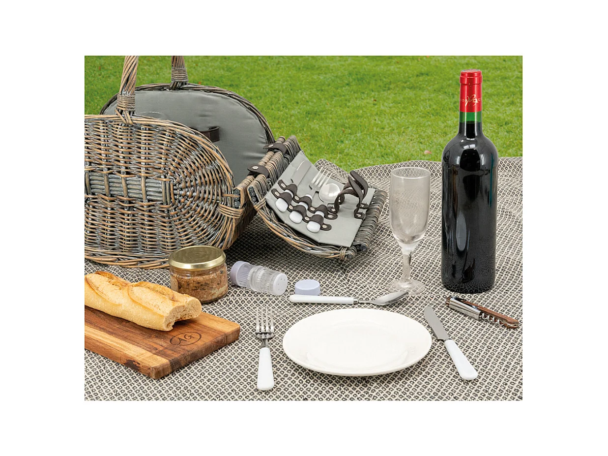 Panier pique-nique 2 personnes osier gris