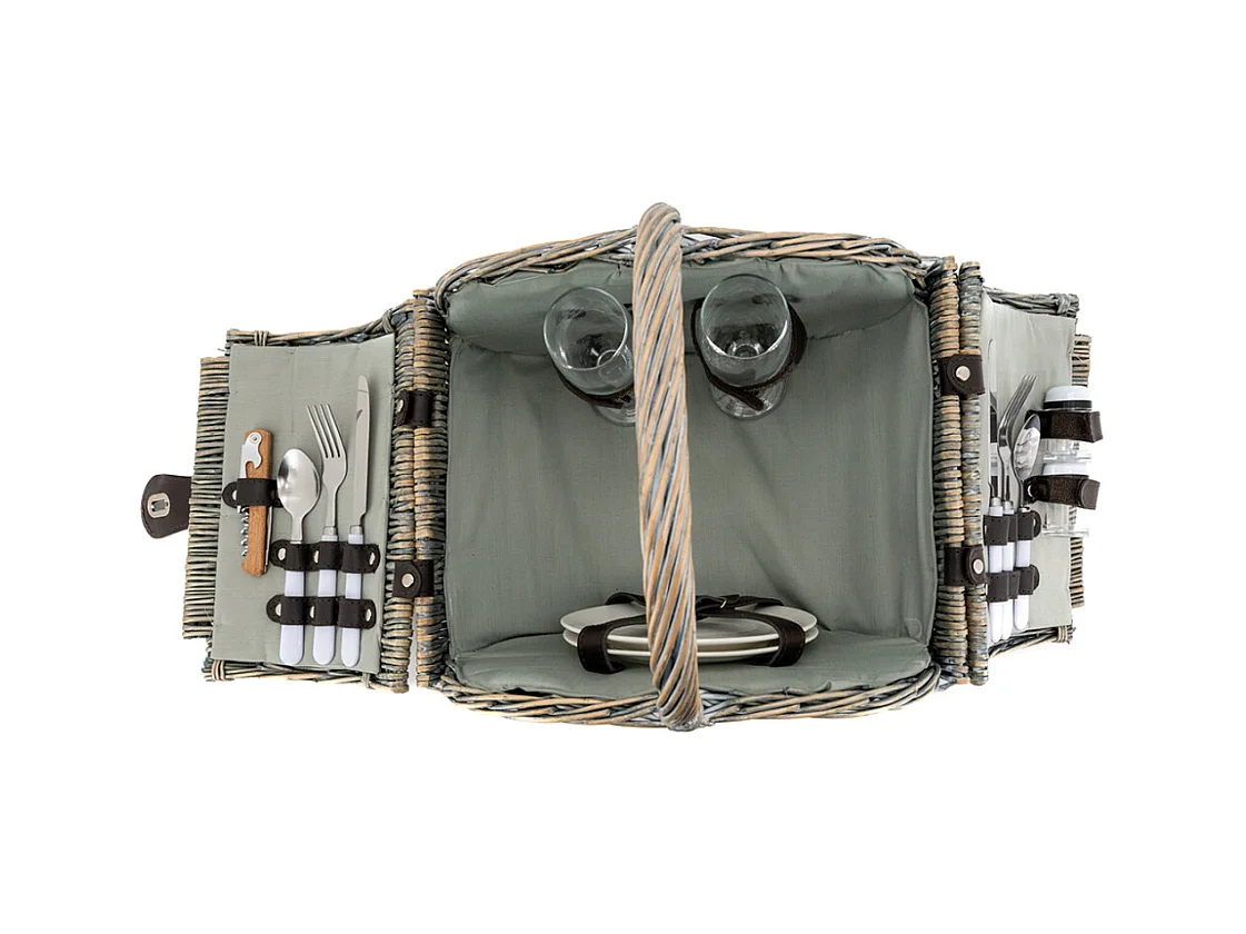 Panier pique-nique 2 personnes osier gris