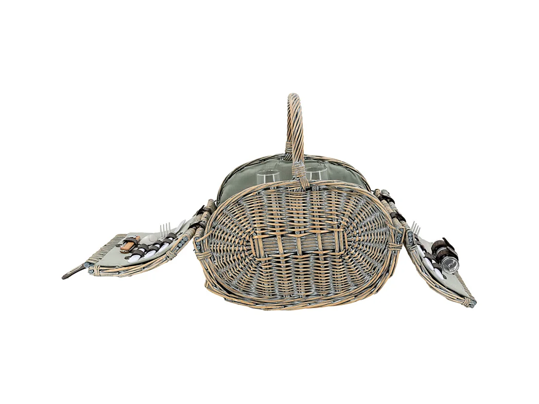 Panier pique-nique 2 personnes osier gris