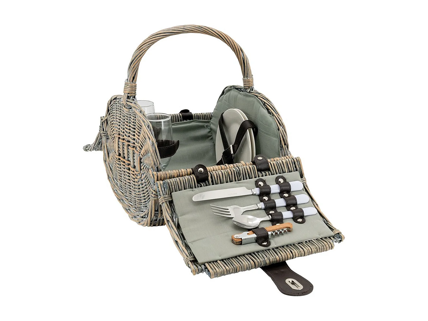 Panier pique-nique 2 personnes osier gris