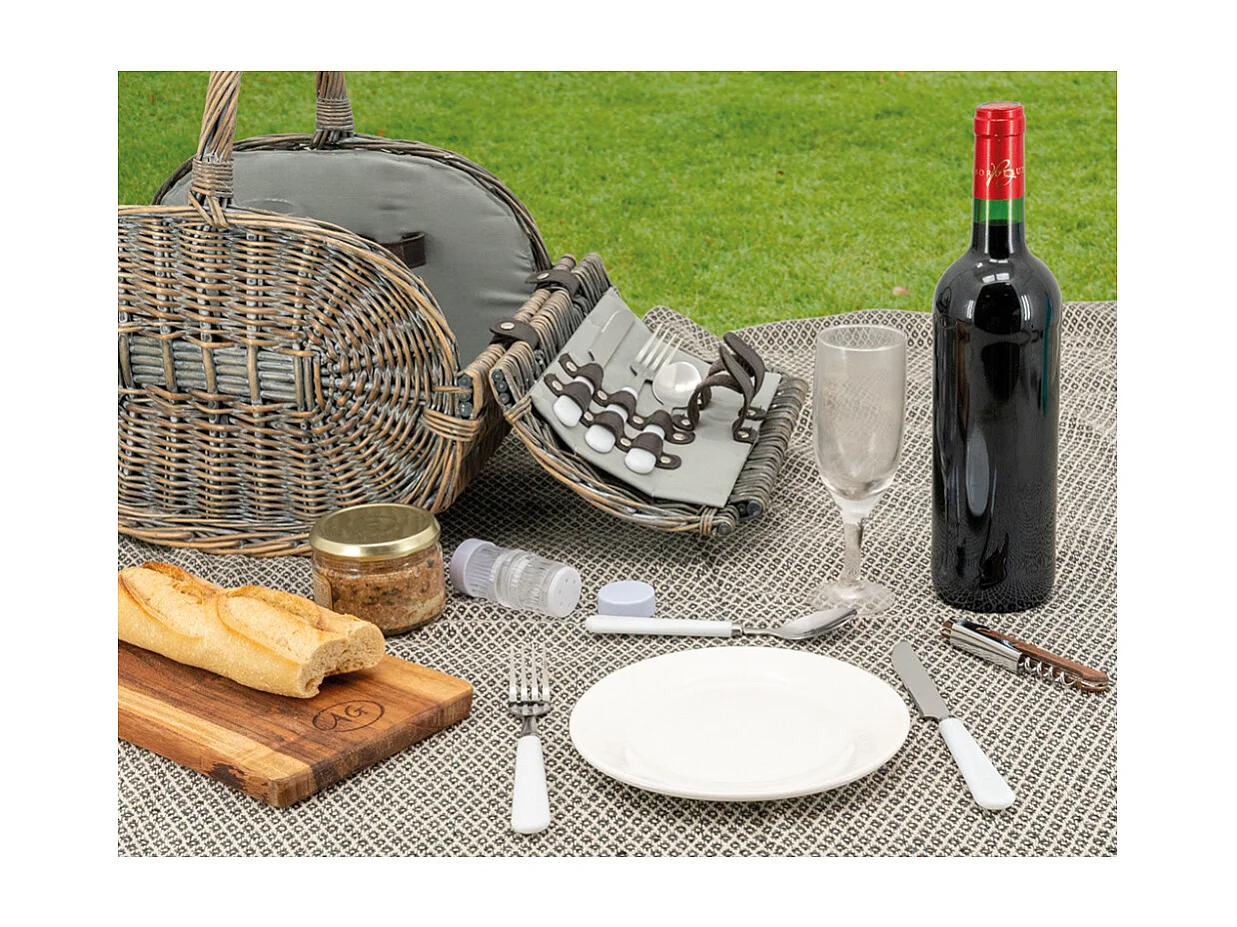 Panier pique-nique 2 personnes osier gris