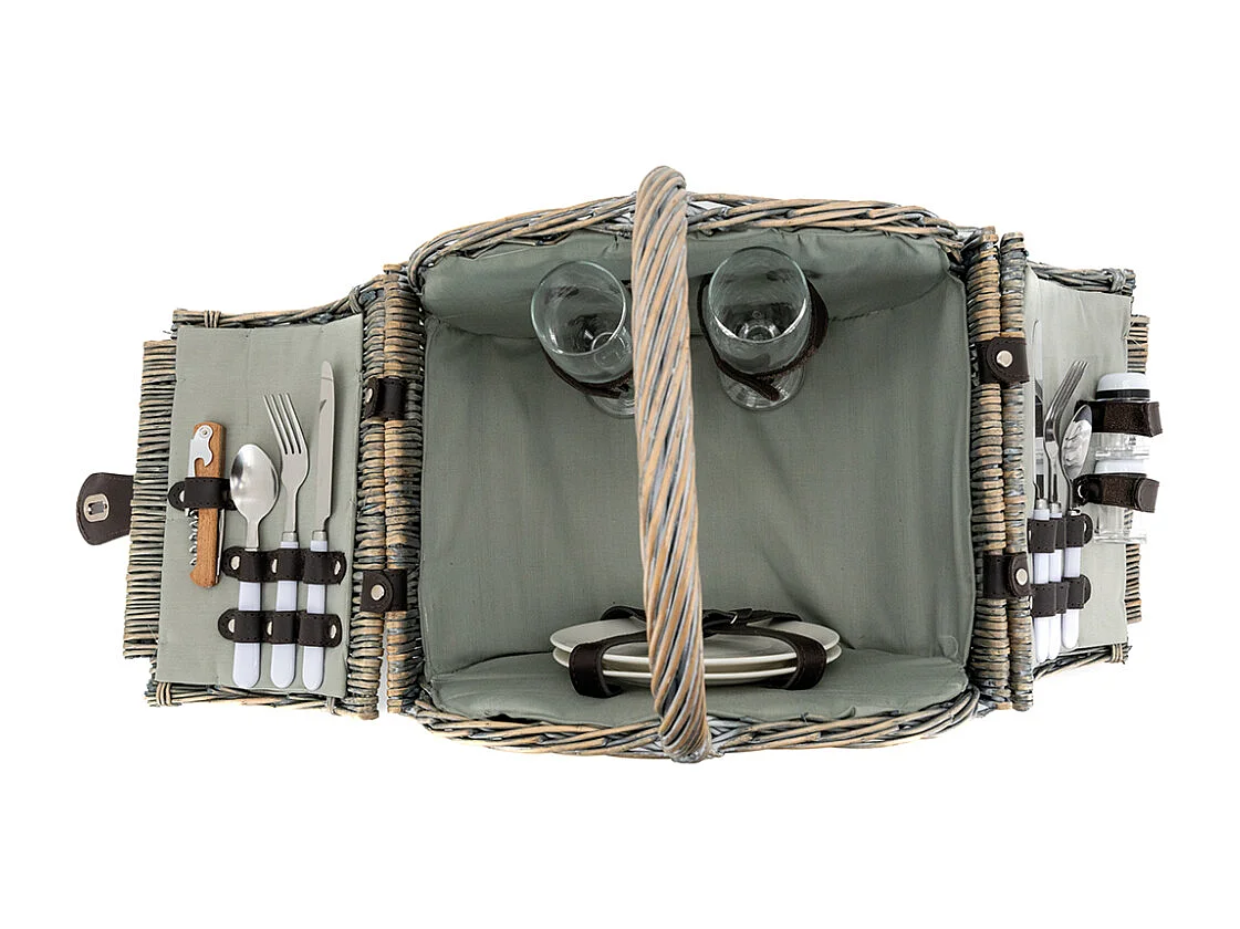 Panier pique-nique 2 personnes osier gris