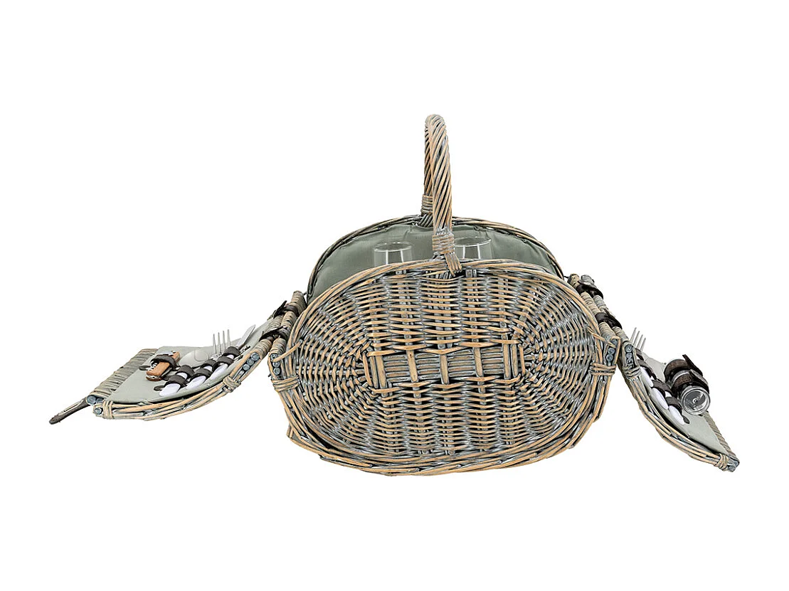 Panier pique-nique 2 personnes osier gris