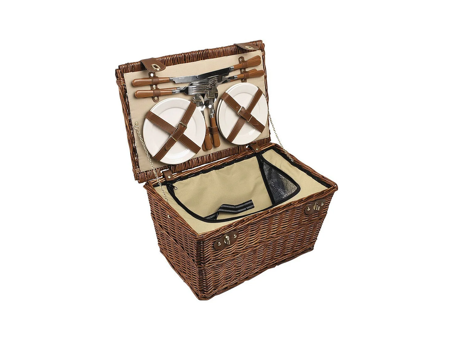 Panier pique-nique isotherme 4 couverts en osier
