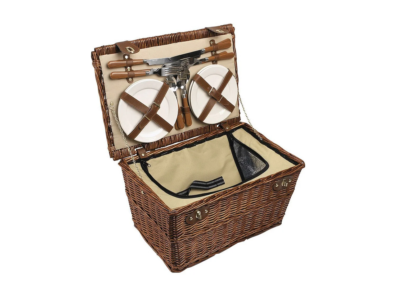 Panier pique-nique isotherme 4 couverts en osier