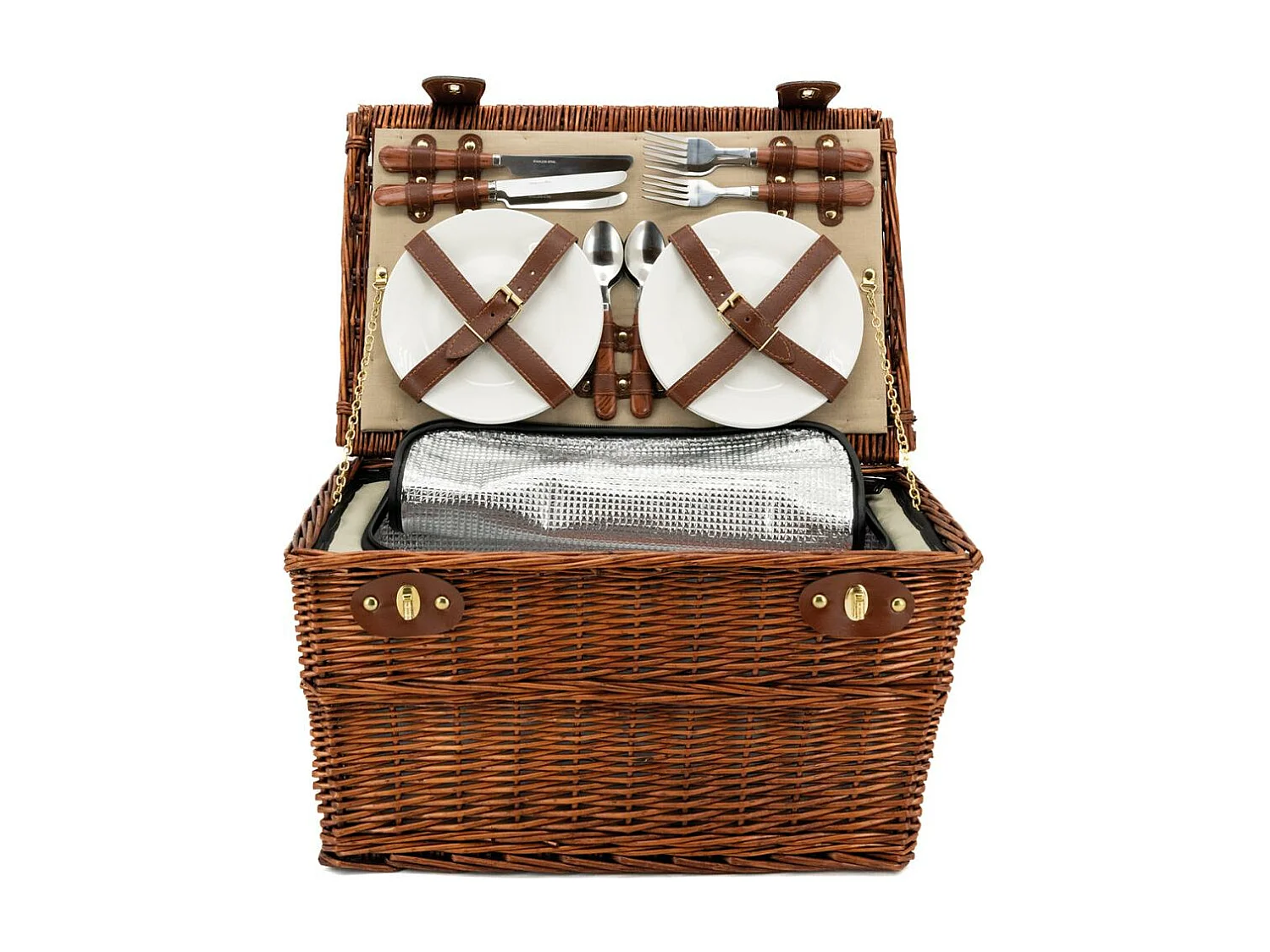 Panier pique-nique isotherme 4 couverts en osier